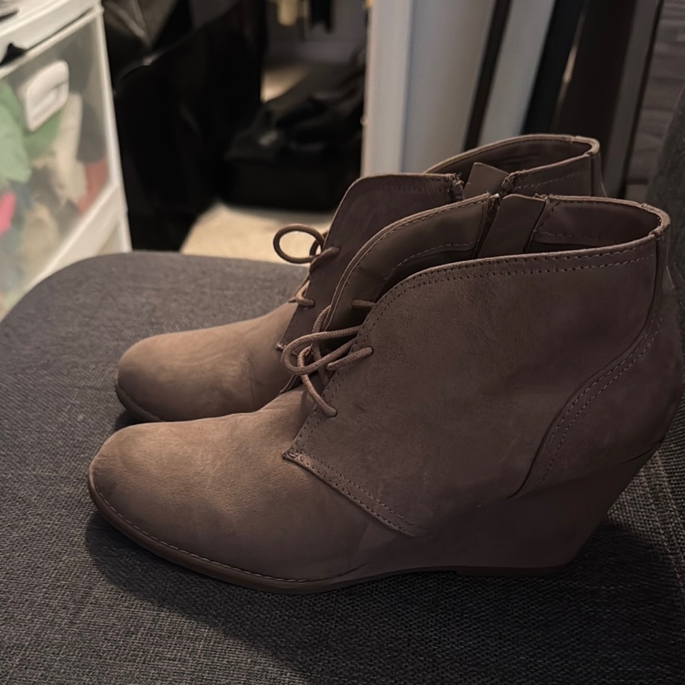 Women's Taupe Wedge Ankle Boots